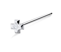 Stone Set Cross Straight Nose Stud NSKA-16